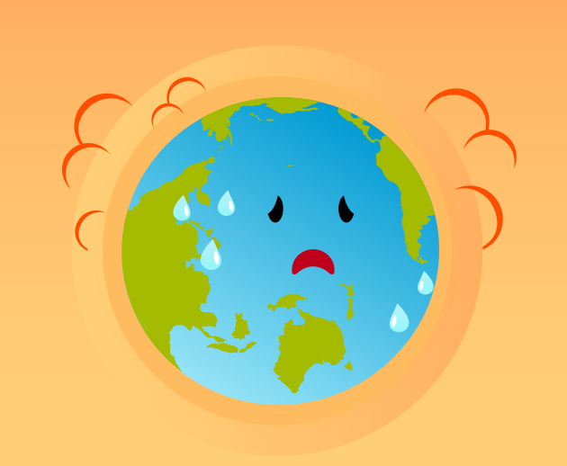 地球温暖化は、むかしにくらべて地球の温度があがっている現象のこと